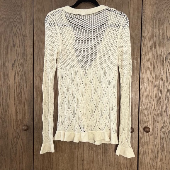 Tahari cream ruffle knit cardigan - Picture 2 of 6